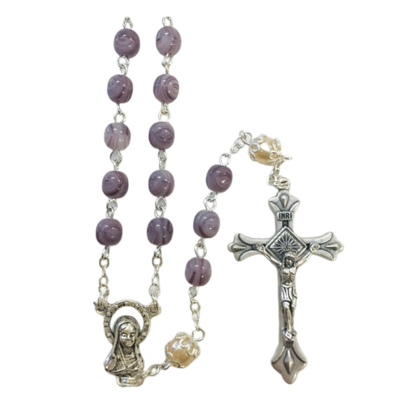 Rosary Amethyst Glass Stone