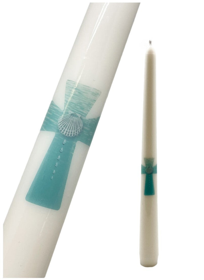 Blue Baptism Taper Candle
