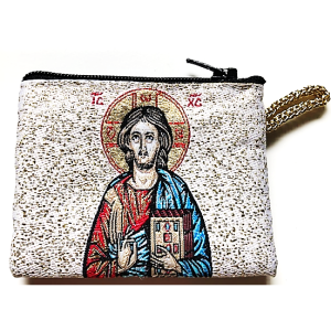 Woven Cloth Rosary Purse Christ the Teacher