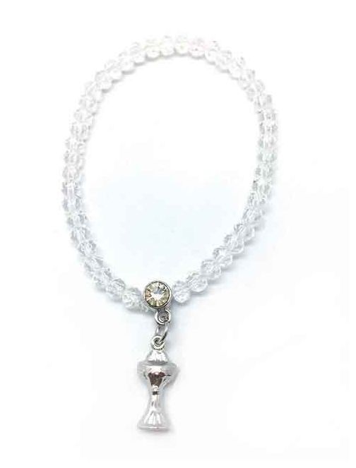 Communion Bracelet with Diamente and Chalice Charm in gift box