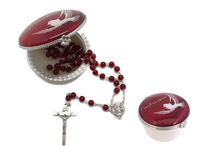 Confirmation Rosary Jewelry Box with Rosary