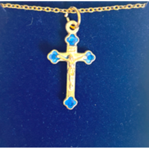 Necklace Crucifix Gold and Blue