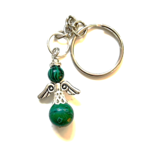 Green Guardian Angel Keyring