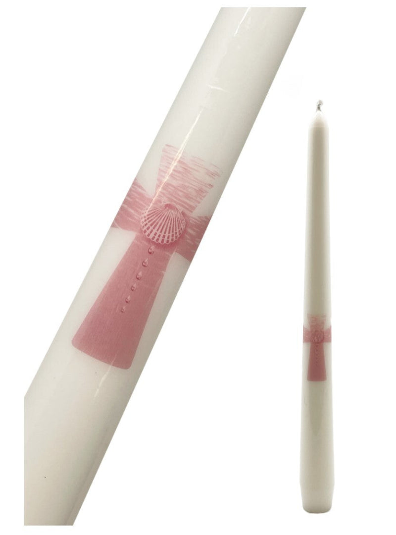Pink Baptism Tapered Candle