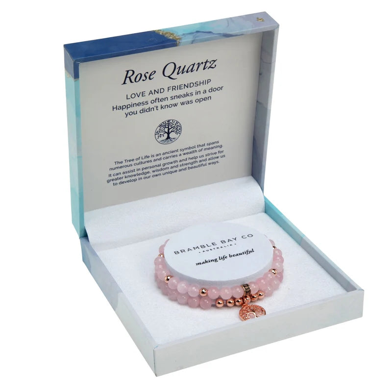 Duo Bracelet Set Rose Quartz Rose Gold