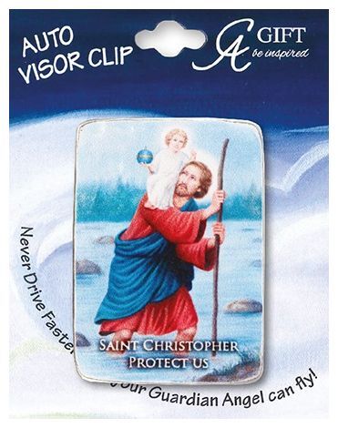 St Christopher Protect Us Auto Visor Clip