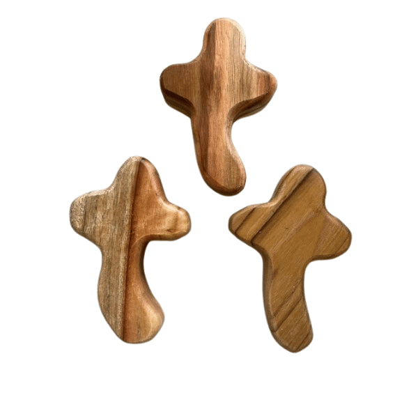 Curved Olive Wood Holding Cross
