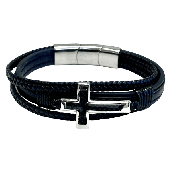 Leather Cross Bracelet