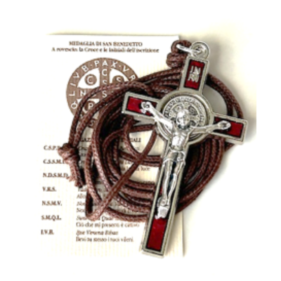 St Benedict Cross Necklace Red