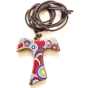 Olive Wood Tau Necklace Brown