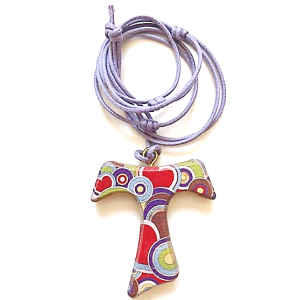 Olive Wood Tau Necklace Purple